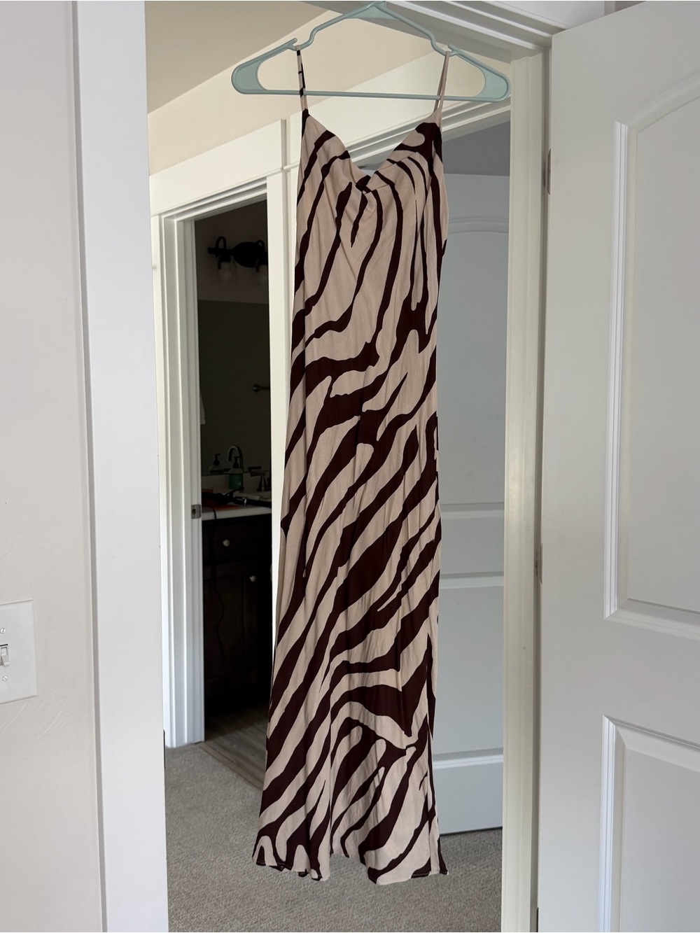 Mango Zebra Cowl Neck Midi Dress